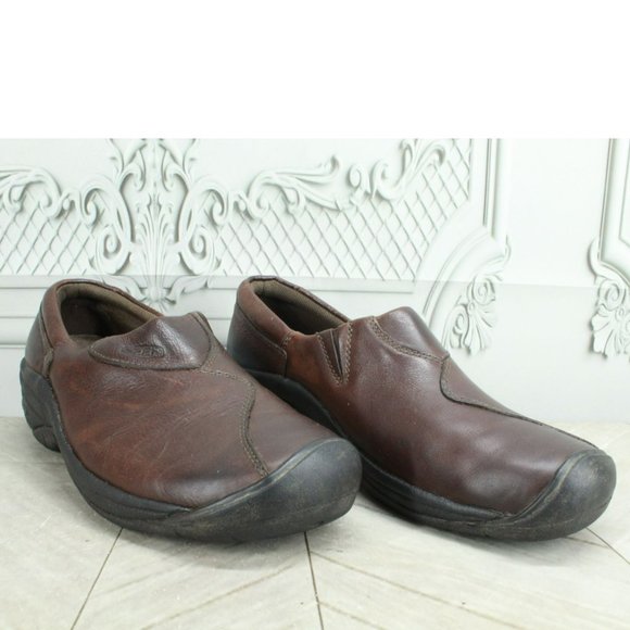 Keen Brown Leather Slip On Round Toe Casual Oxford Loafer Shoes Size 9.5 - Picture 3 of 9